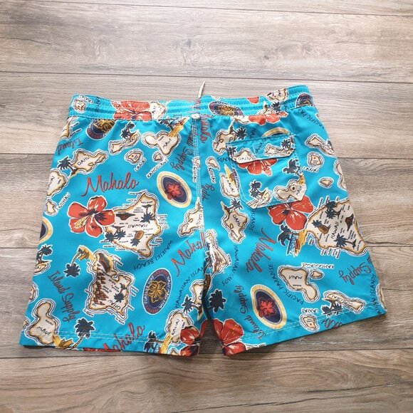 Caribbean Joe Island Supply Hawaiian Swim Trunks Beach Drawstring Waist 40 In - Picture 7 of 8